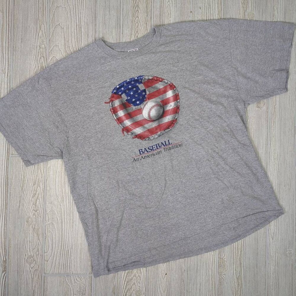 Vintage Y2K Delta Men’s 2XL XXL Grey Baseball Short Sleeve T-Shirt